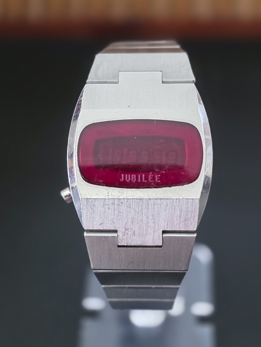 Vtg Jubilee Hughes Aircraft Co Red Digital Led Watch Repair Parts Missing Back